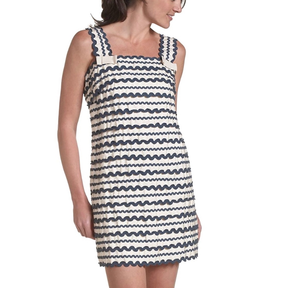 French Connection “Ric Rac” Ivory and Blue Mini Dress 6